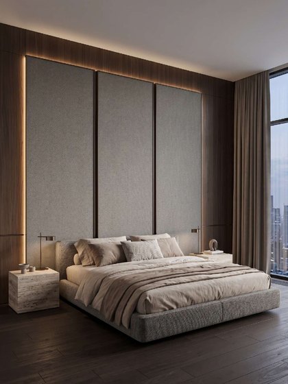Yatak başı duvarında NEX1511 panel uygulaması